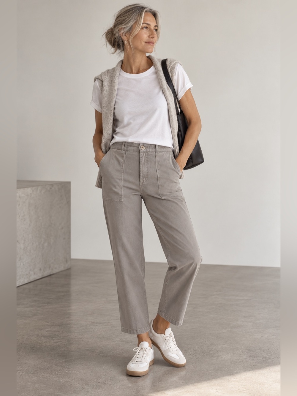 Eve Gravel Utility Cotton Stretch Trouser Pants Sz 1